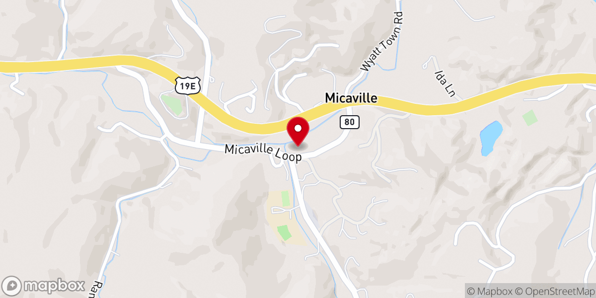 Map showing location of Micaville Presbyterian Church