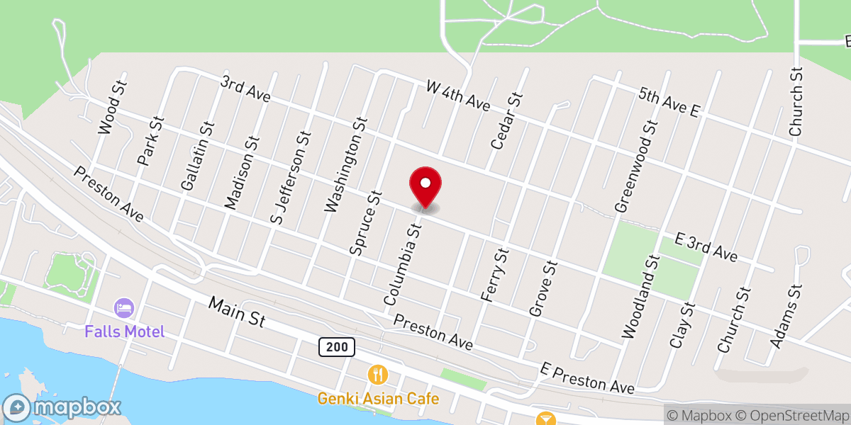 Map showing location of Thompson Falls Alliance Church