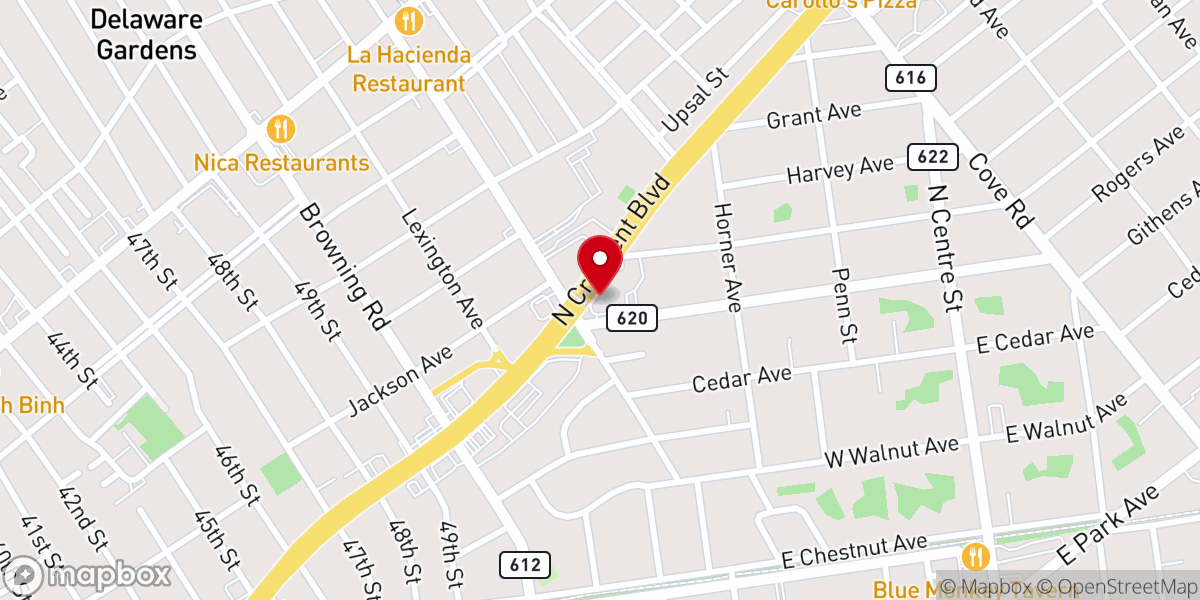 Map showing location of Temple Lutheran Church