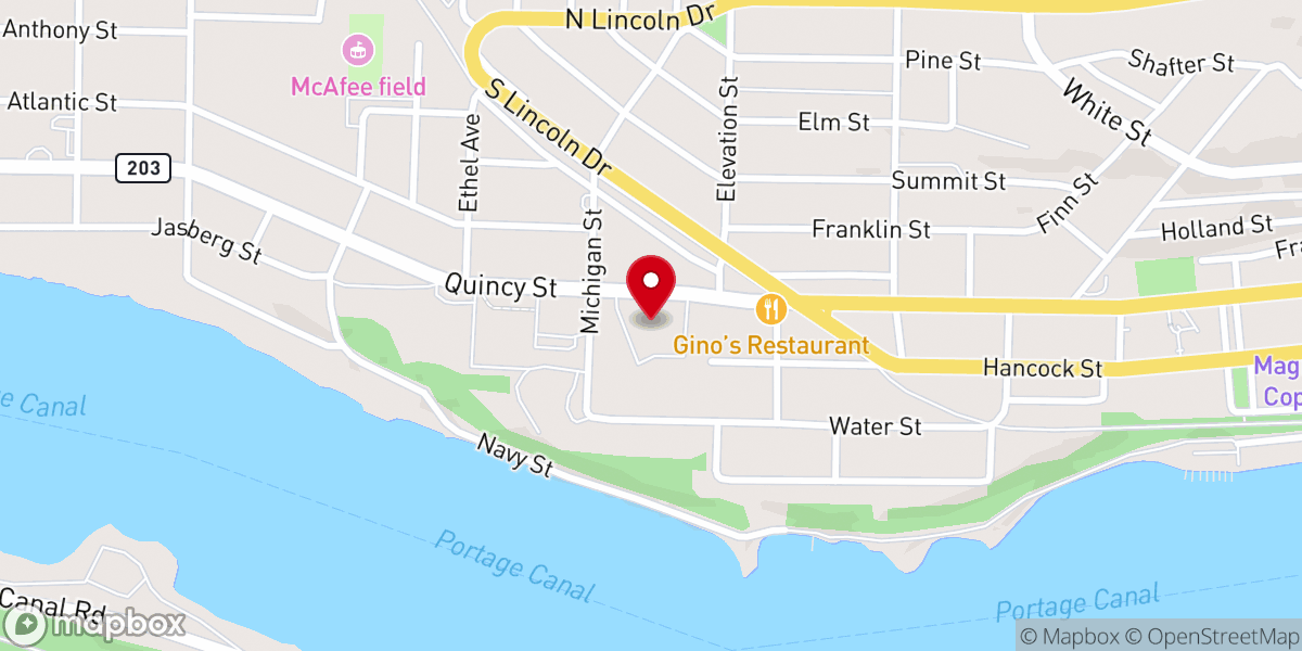 Map showing location of Church of the Resurrection Catholic Church, Hancock
