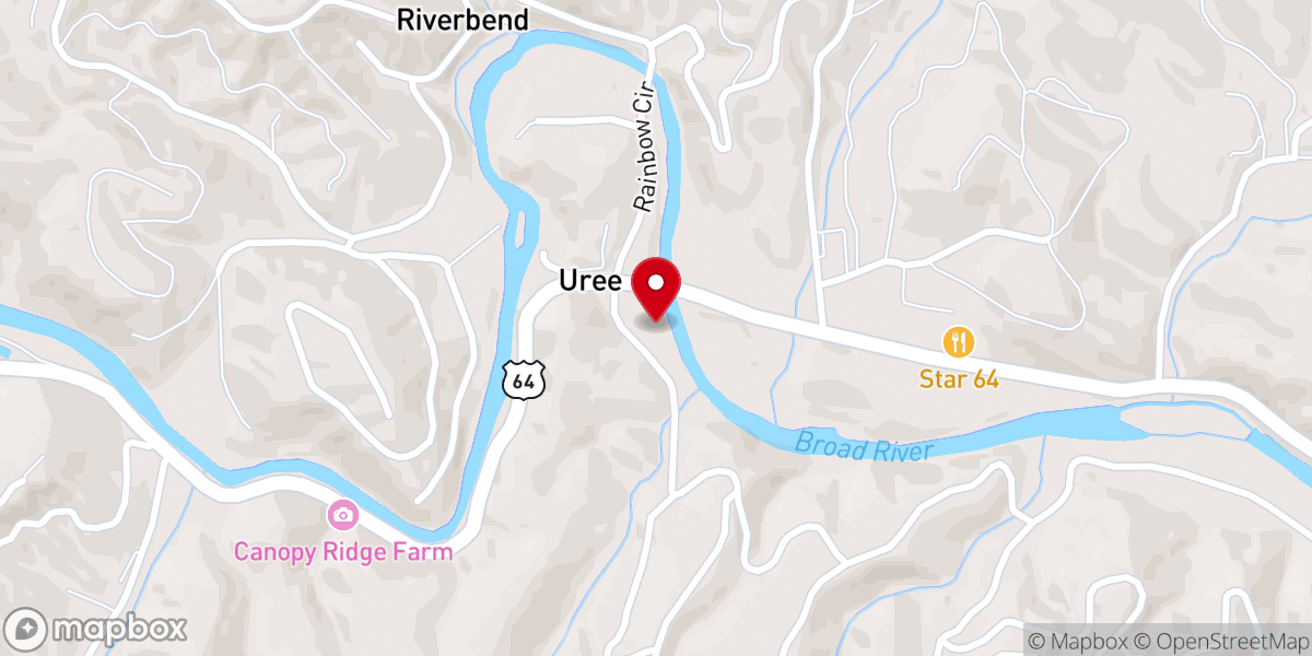 Map showing location of Lake Lure Baptist Church Inc