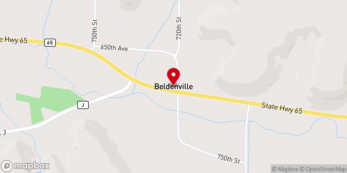 Map showing location of Beldenville