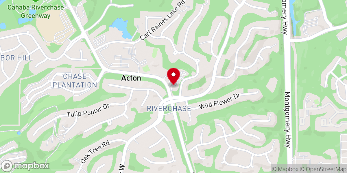 Map showing location of Riverchase Baptist Church