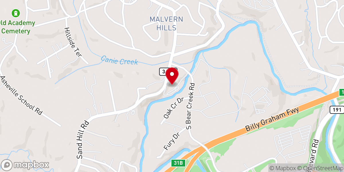 Map showing location of Center For Spiritual Living Asheville