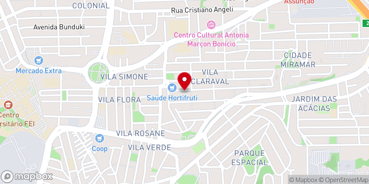 Map showing location of Primeira Igreja Batista Bairro Assunção em Jardim Lavínia