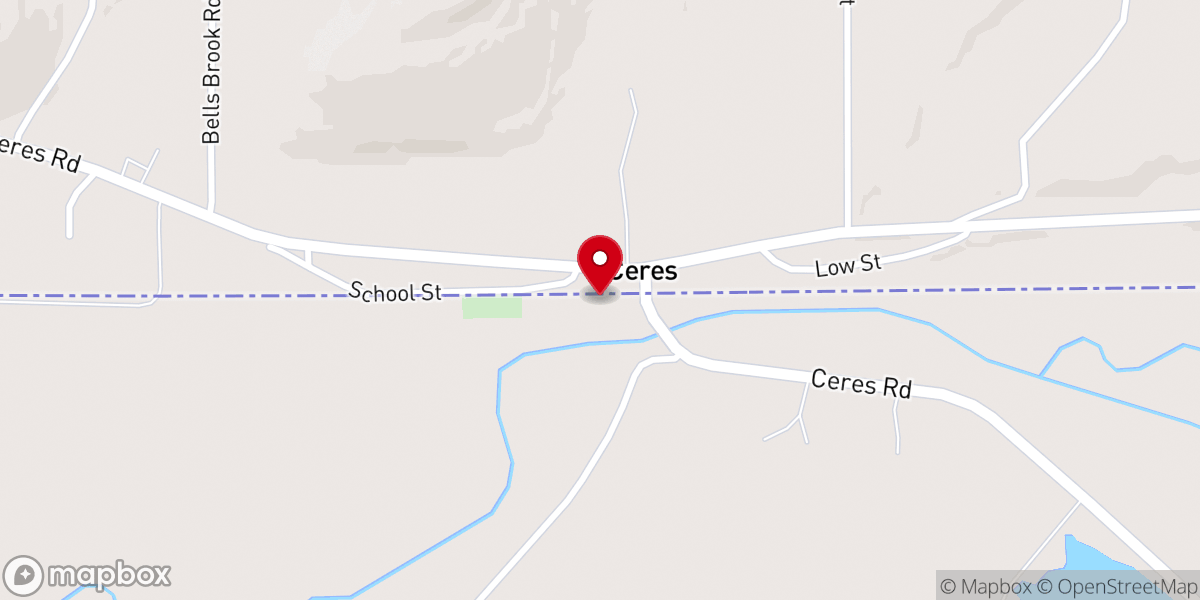 Map showing location of Ceres United Methodist Church