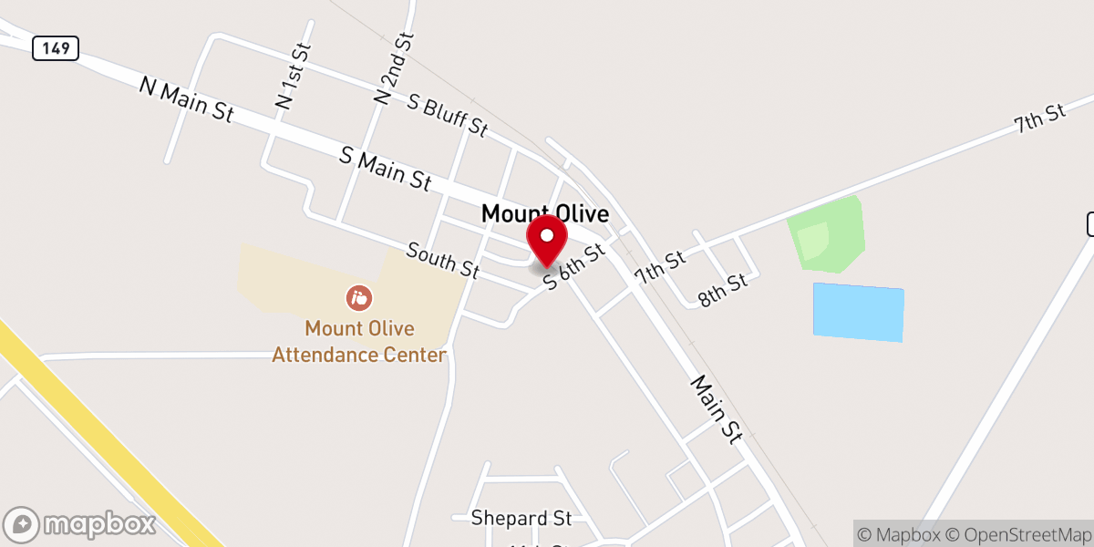 Map showing location of Mt Olive Presbyterian Church