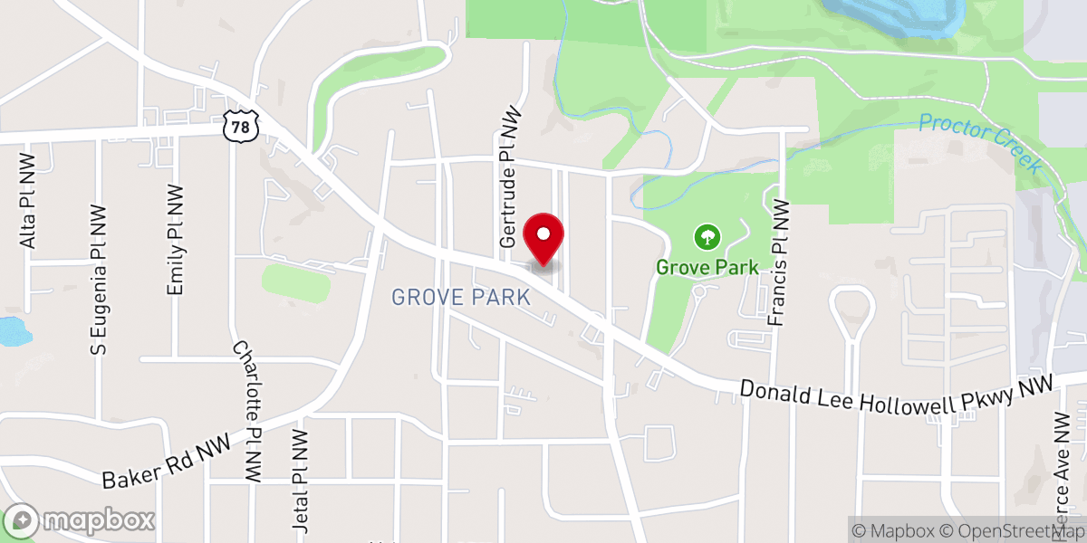 Map showing location of Paradise Baptist Church