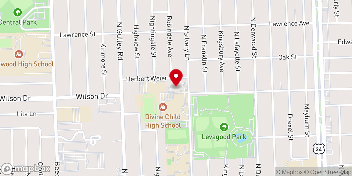 Map showing location of Church of the Divine Child