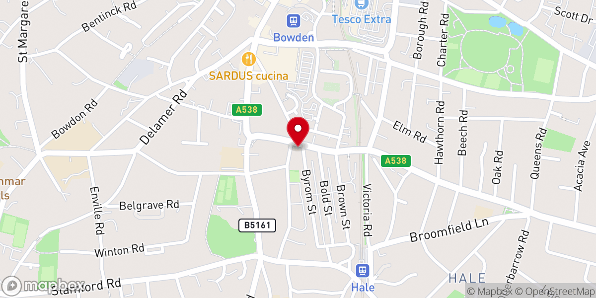 Map showing location of Altrincham Baptist Church