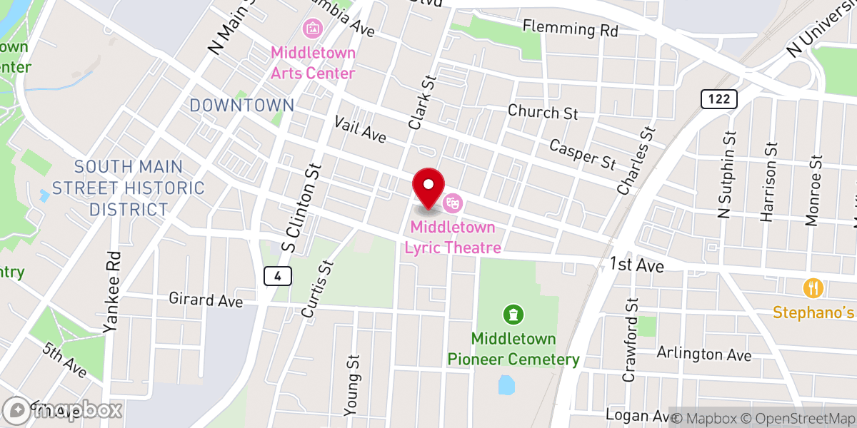 Map showing location of Restored Church Middletown