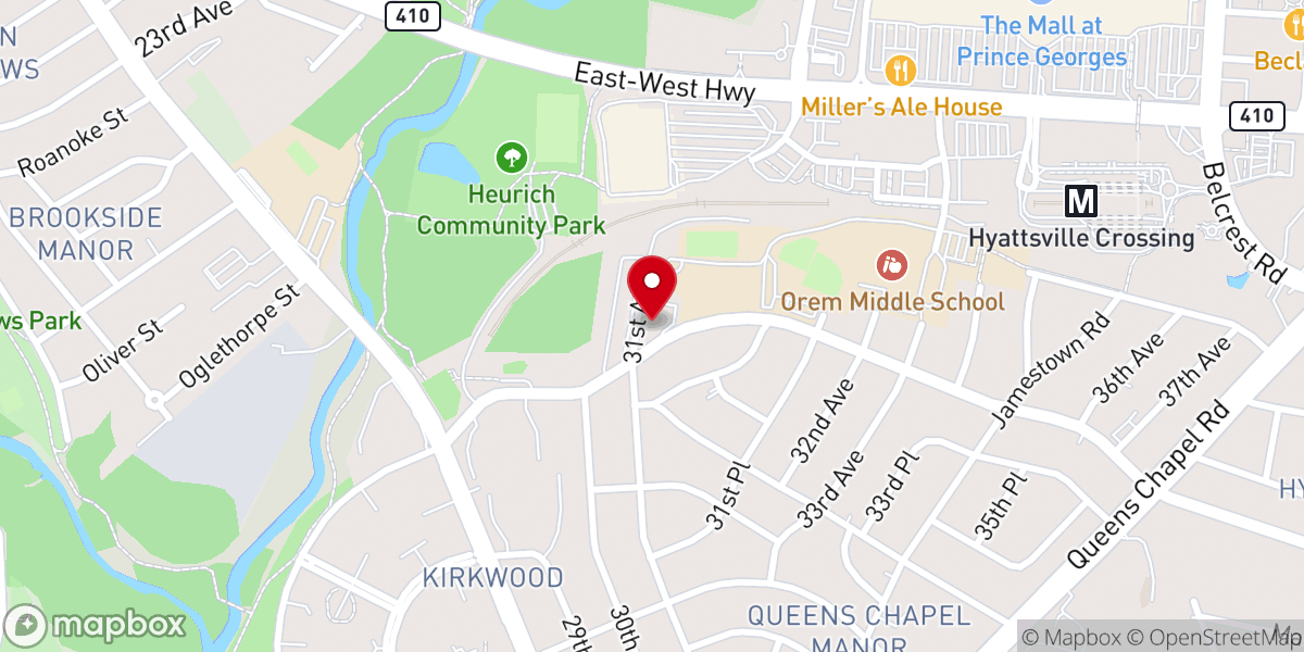 Map showing location of West Hyattsville Baptist Church