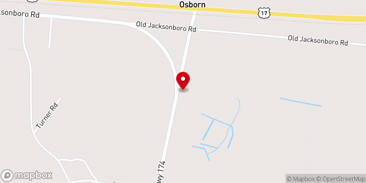 Map showing location of Grace Chapel Baptist Church