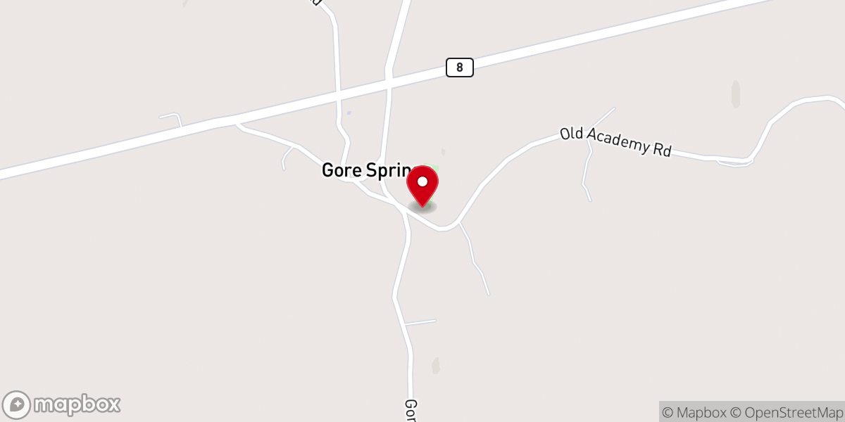 Map showing location of Gore Springs United Methodist Church