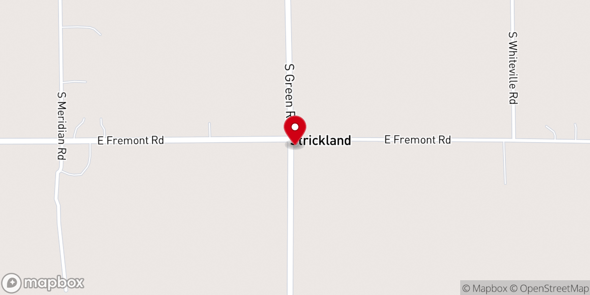 Map showing location of Strickland Baptist Church