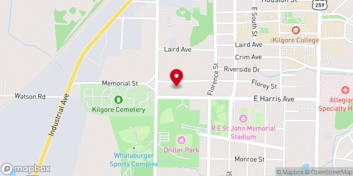 Map showing location of Kilgore Missionary Baptist Church