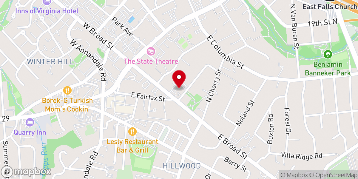 Map showing location of Falls Church Presbyterian Church