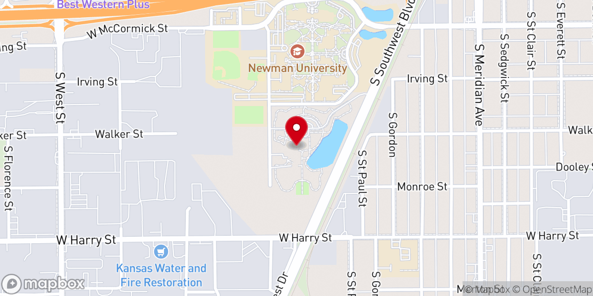 Map showing location of Wichita Adore Ministries