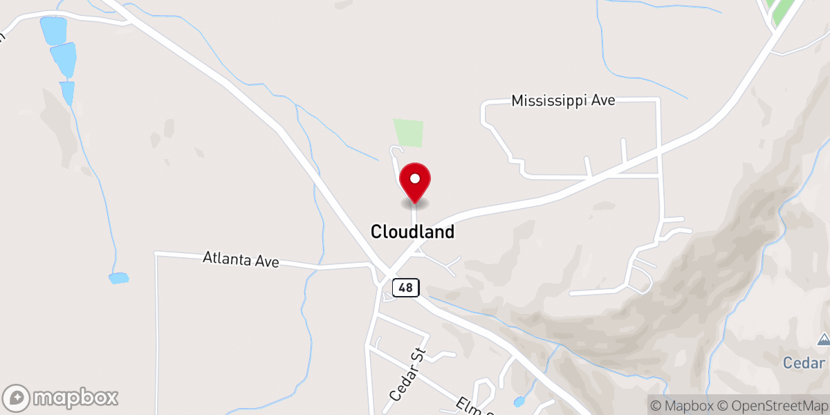 Map showing location of Cloudland Presbyterian Church, ECO