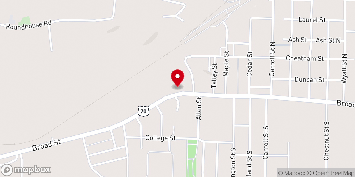 Map showing location of Hollow Rock Primitive Baptist Church - Elder Garland Broadway