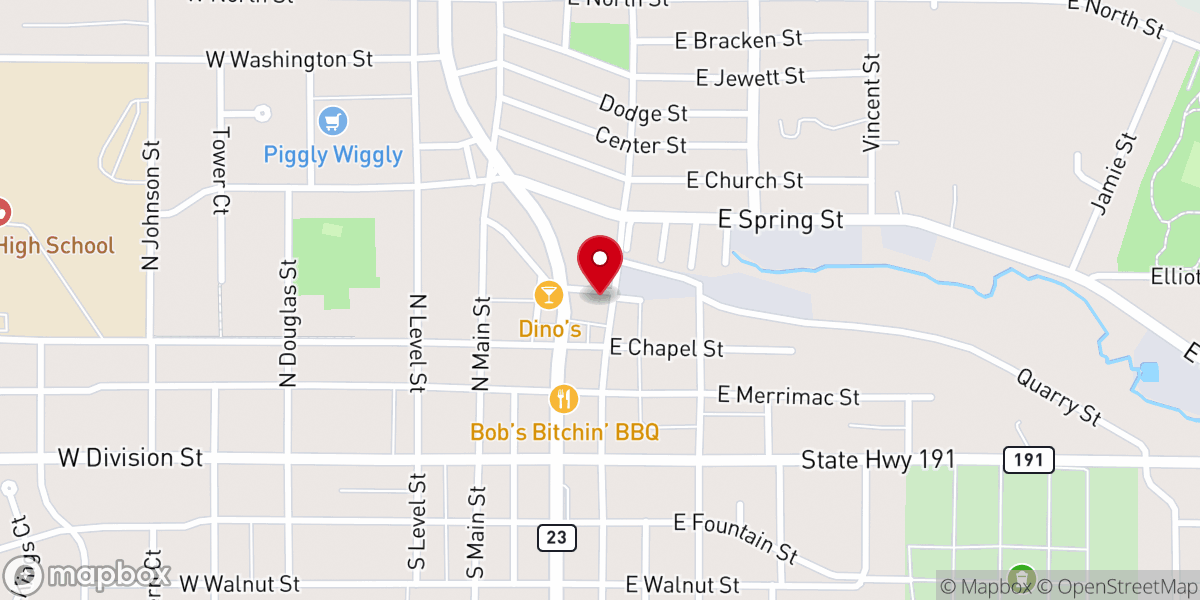 Map showing location of Dodgeville United Methodist Church