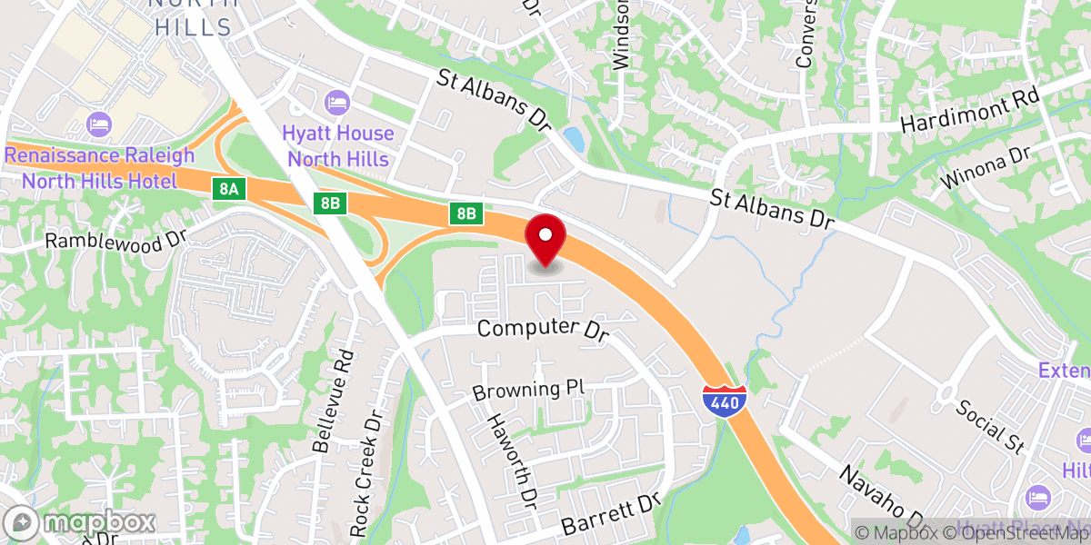 Map showing location of Discover Church Raleigh