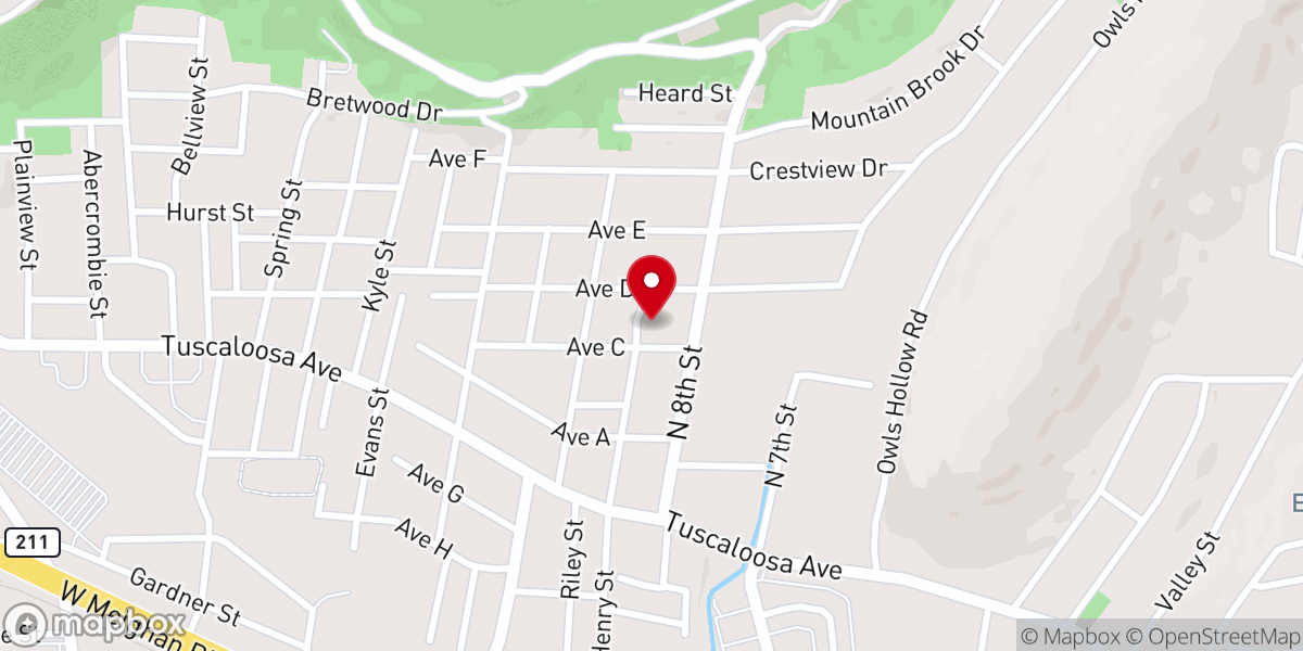 Map showing location of Fellowship Baptist Church