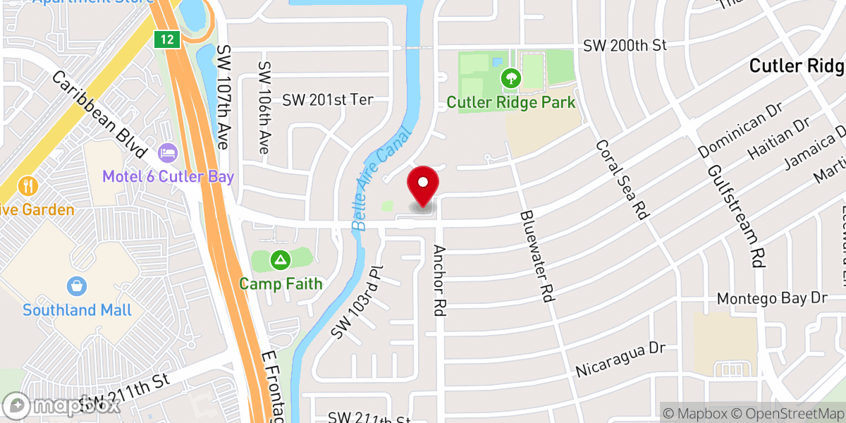 Map showing location of First Baptist Church of Cutler Ridge