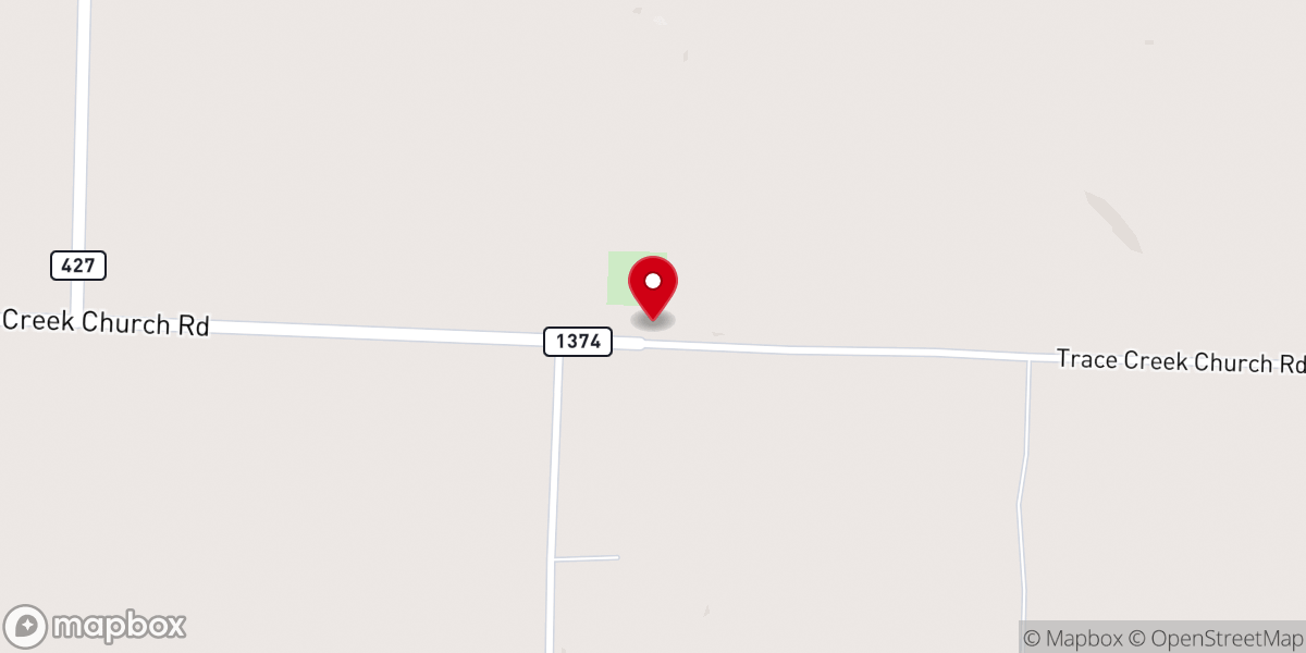 Map showing location of Trace Creek Church