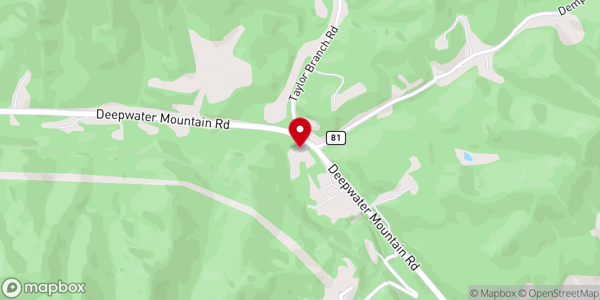 Map showing location of Loop Creek Church