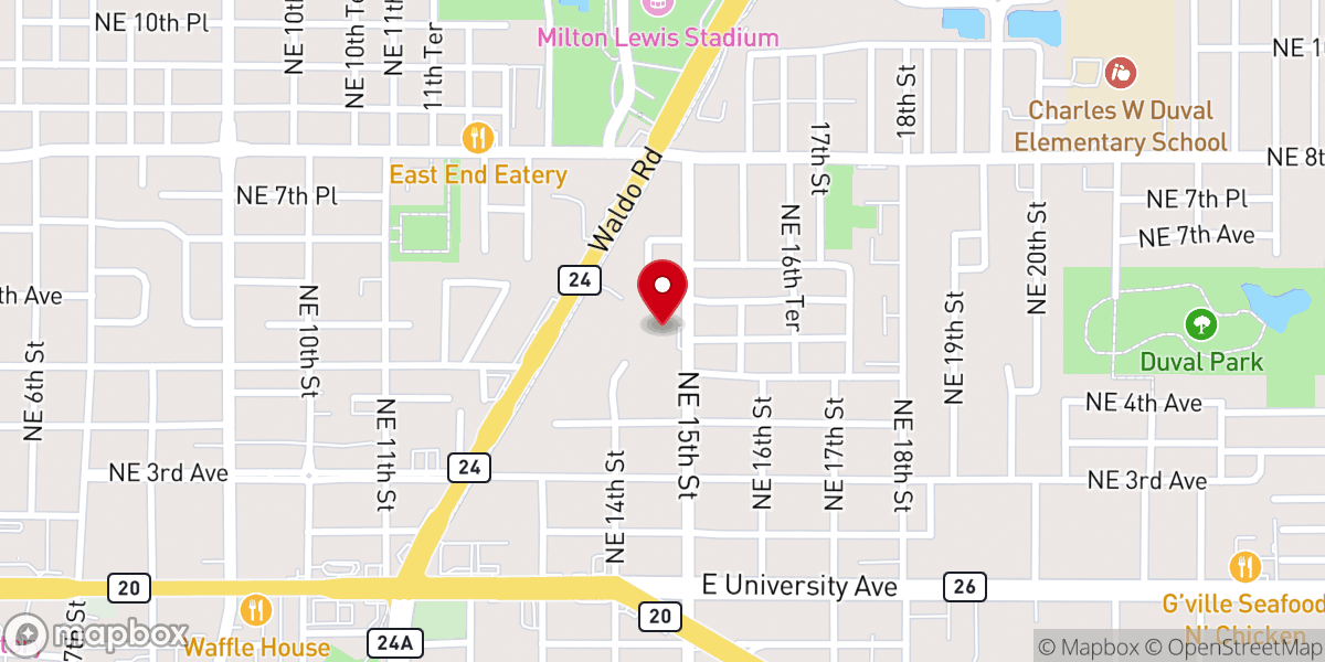 Map showing location of Mt Olive Primitive Baptist Church