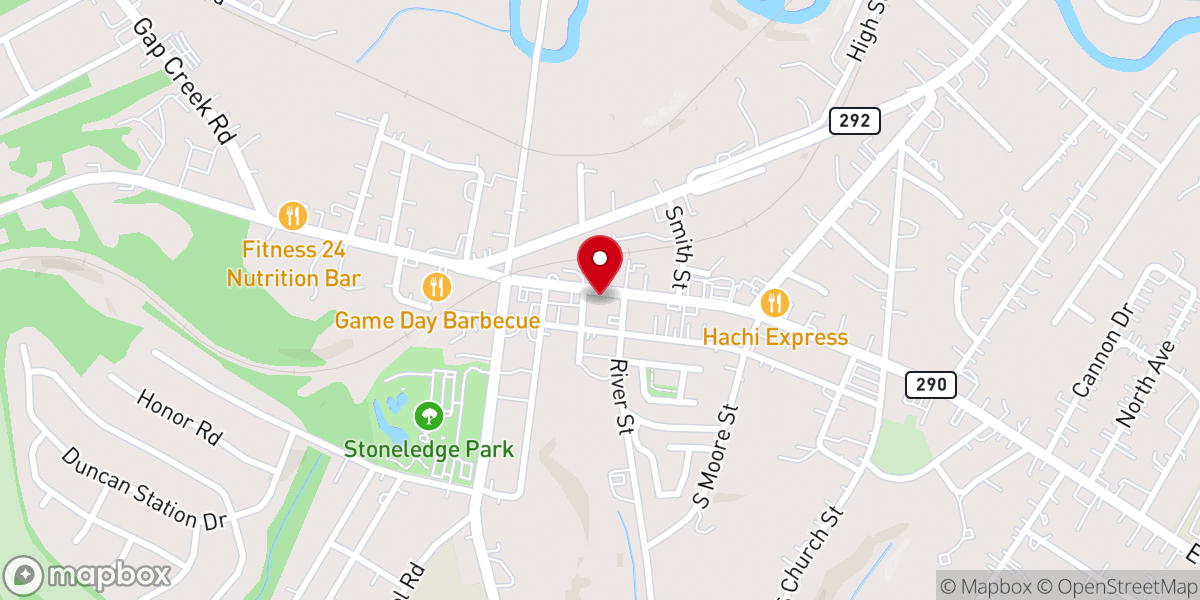 Map showing location of Duncan United Methodist Church