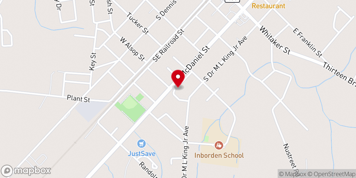 Map showing location of St Paul's Baptist Church