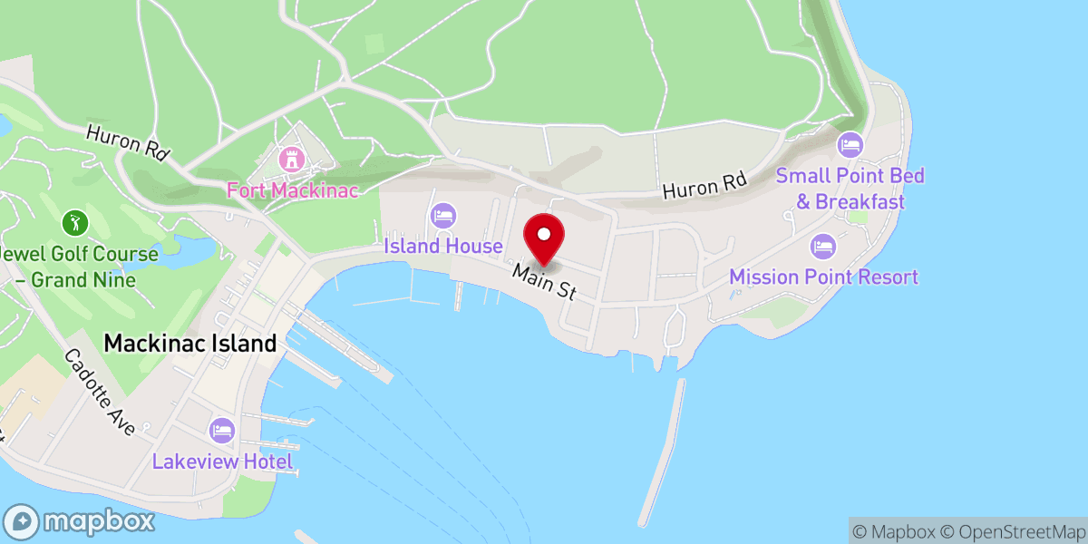 Map showing location of Sainte Anne's Catholic Church, Mackinac Island