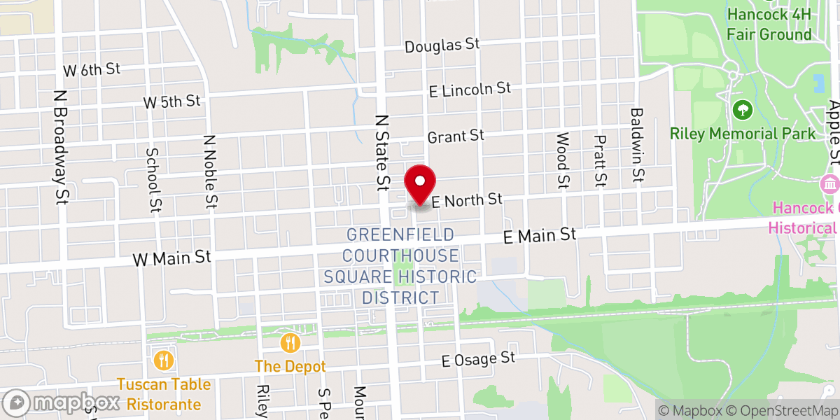 Map showing location of Greenfield Christian Church