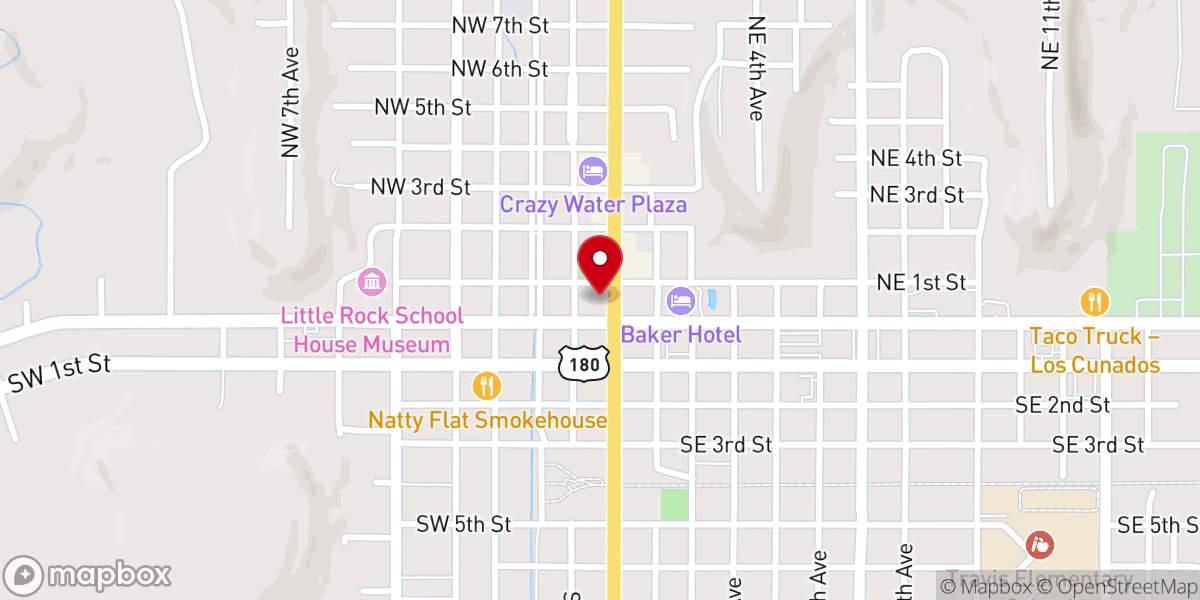Map showing location of Mineral Wells Area Chamber of Commerce