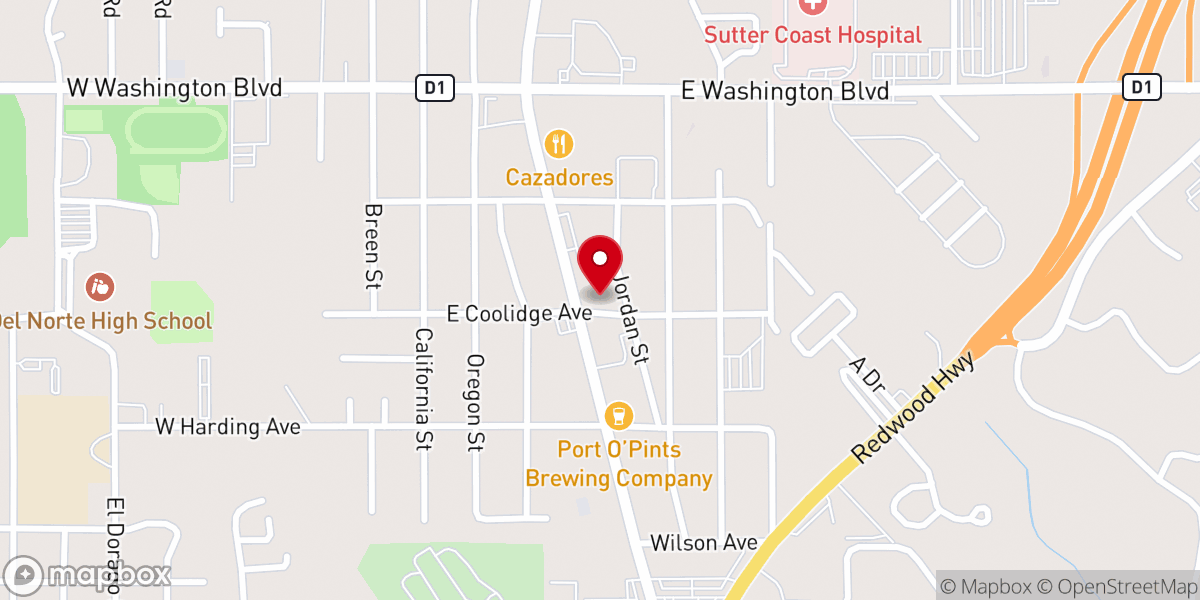 Map showing location of Redwood Coast Regional Center