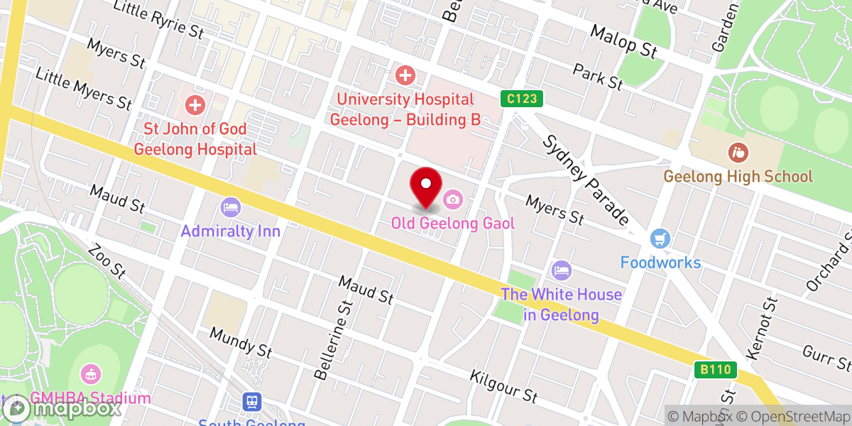 Map showing location of Christ Church Geelong