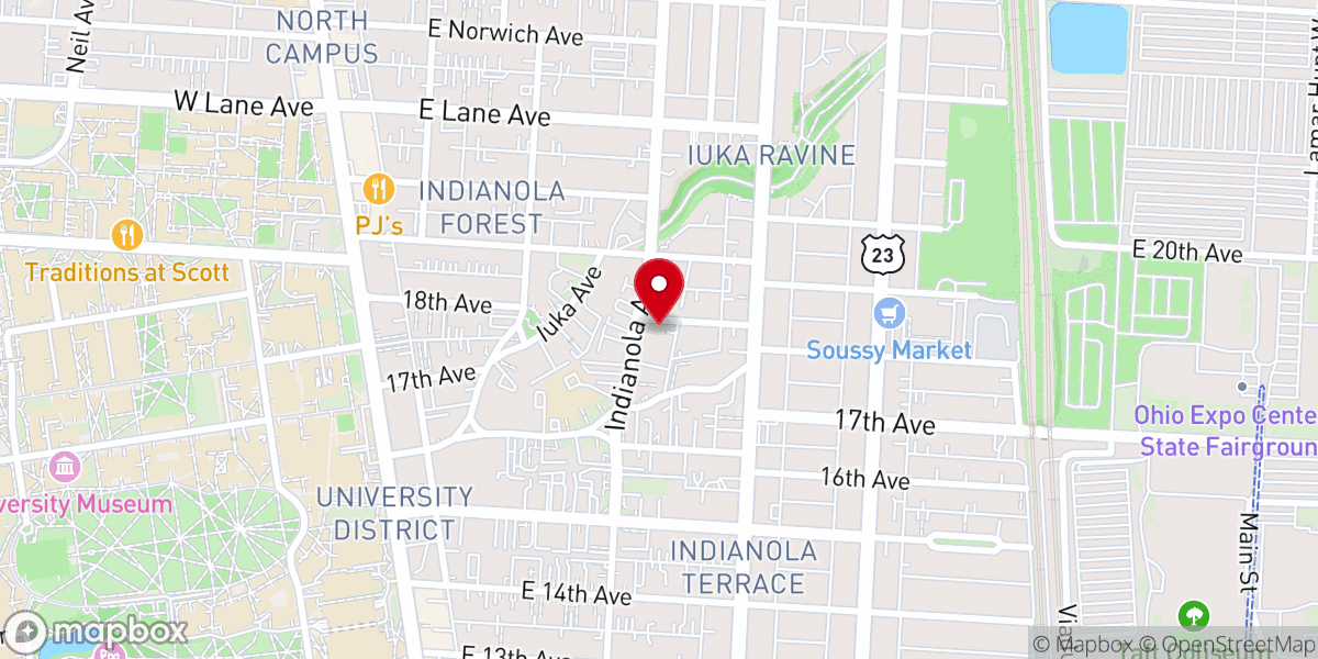 Map showing location of North Columbus Friends Meeting