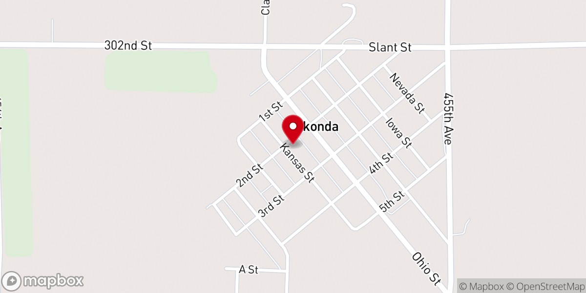 Map showing location of Wakonda United Methodist Church