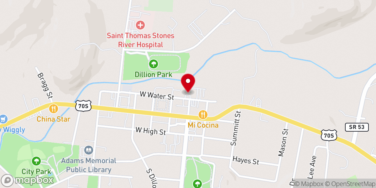 Map showing location of Woodbury Church of Christ