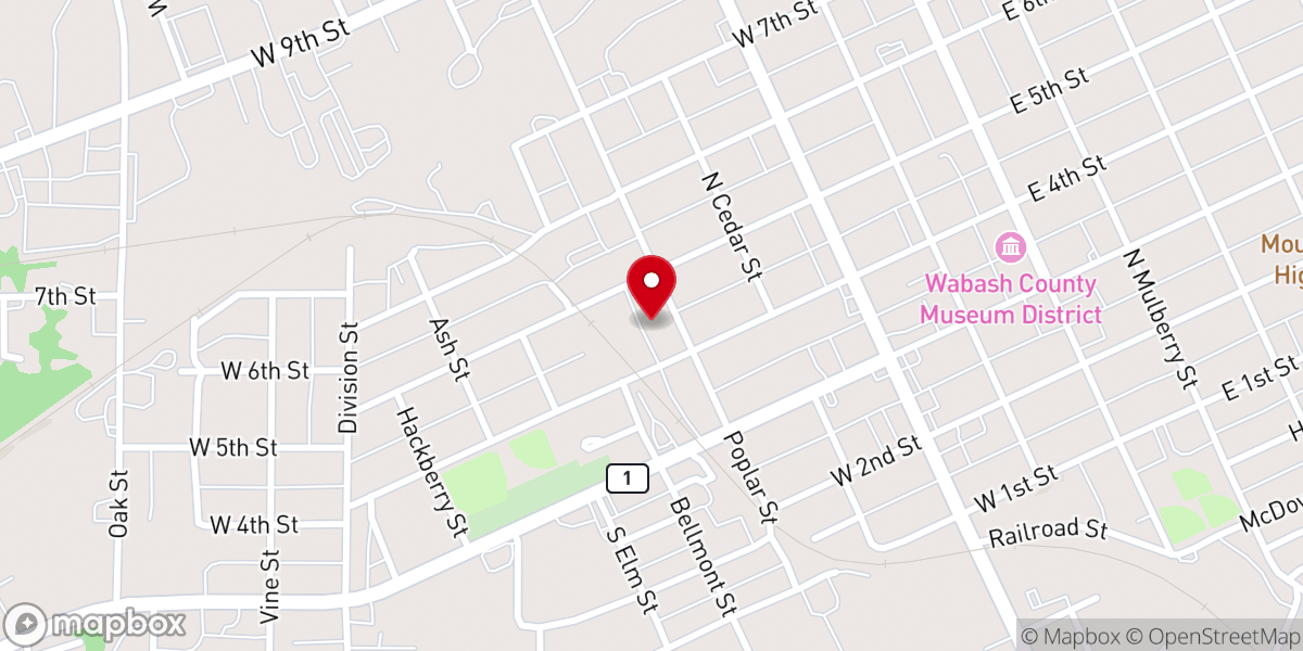 Map showing location of Mount Carmel Free Methodist Church