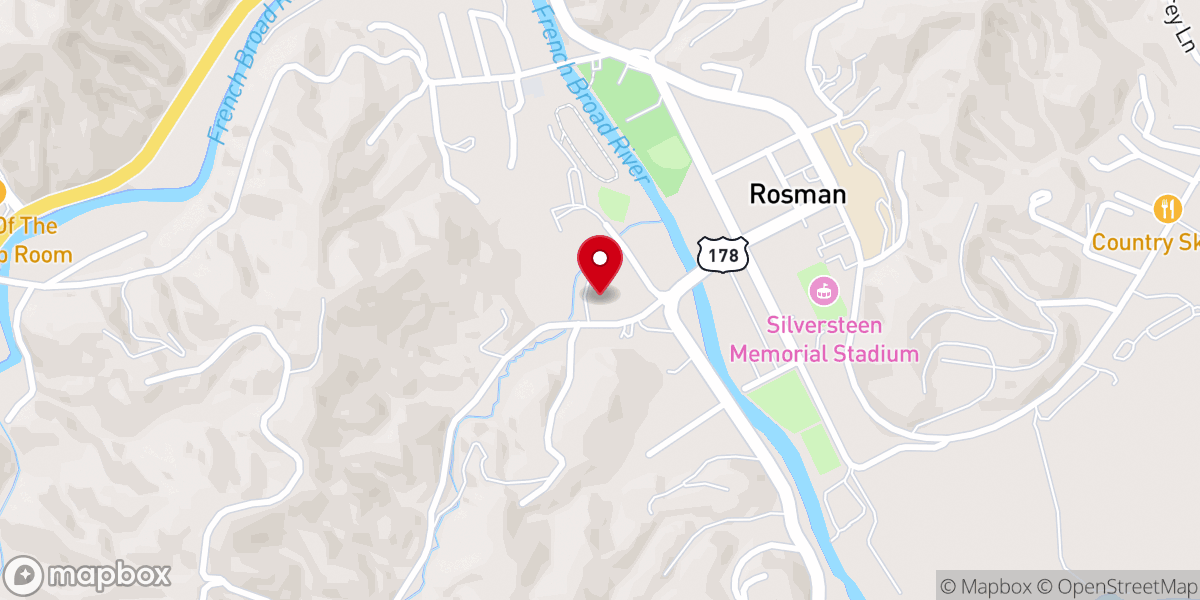Map showing location of Rosman Baptist Tabernacle