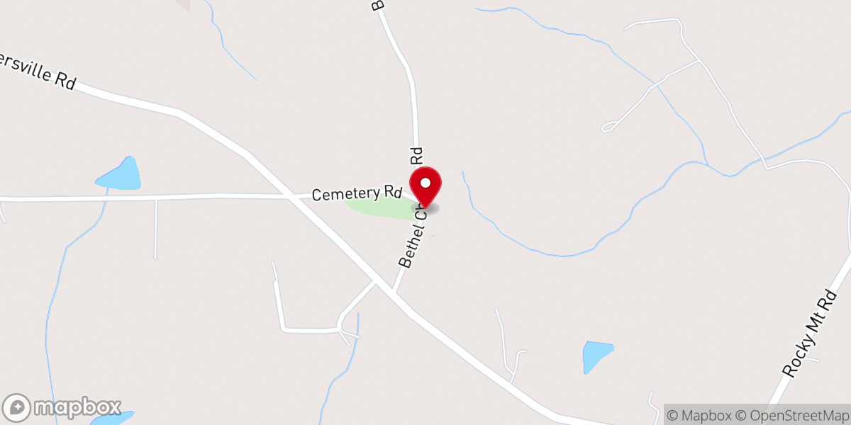 Map showing location of Bethel Baptist Church of Rocky Mount