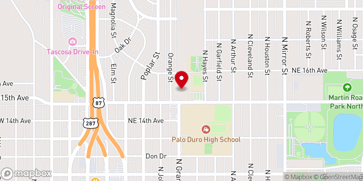 Map showing location of North Amarillo Church of Christ