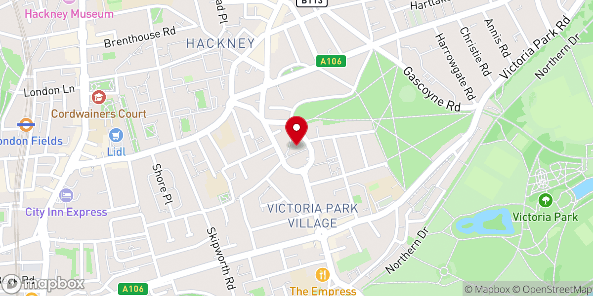 Map showing location of St John of Jerusalem Church, South Hackney