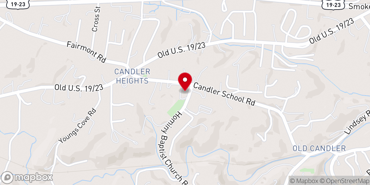 Map showing location of Hominy Baptist Church