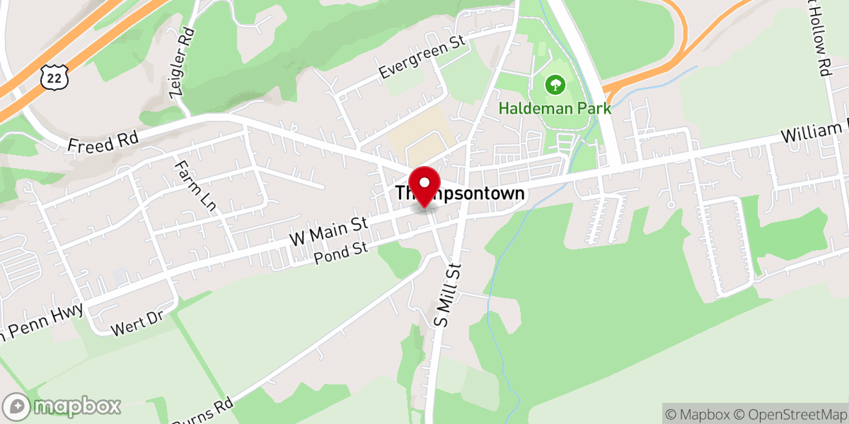 Map showing location of Thompsontown Methodist Church