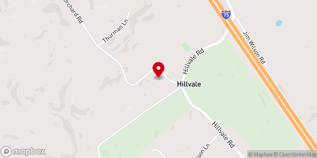 Map showing location of Hillvale Missionary Baptist Church