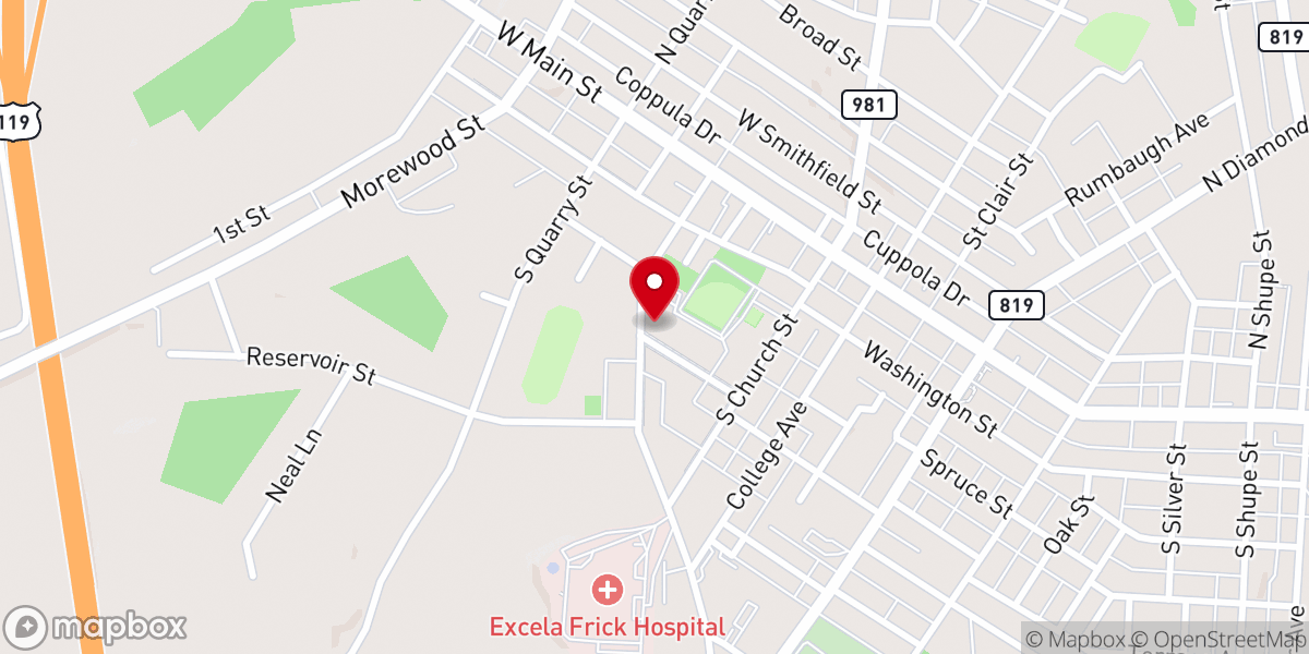 Map showing location of St. Pius X and Visitation of the Blessed Virgin Mary